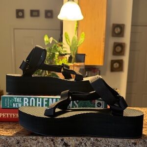 Teva Platforms in Black NWOT Size 8